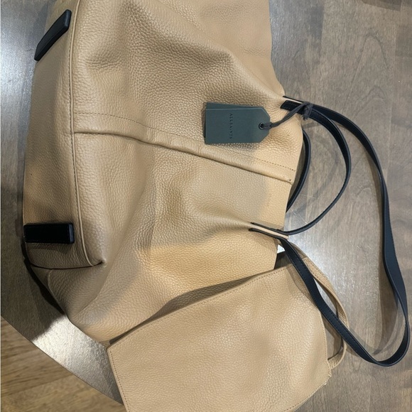 ALLSAINTS Leather Convertible Shoulder Tote Tan NWT - Picture 9 of 10